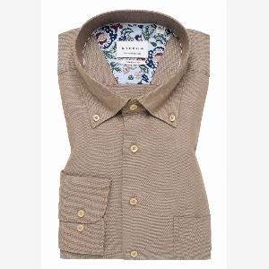 COMFORT FIT Hemd in taupe unifarben