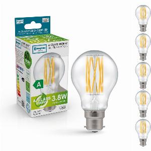 Crompton GLS LED Light Bulb UltraEfficient B22 38W 60W Eqv Warm White 5Pack AClass Clear