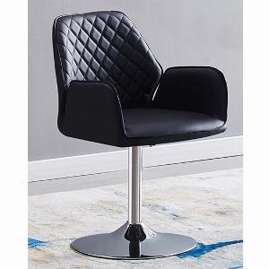 Bucketeer Faux Leather Dining Chair In Black With Swivel Action