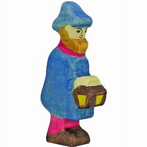 Holztiger Hirte mit Lampe