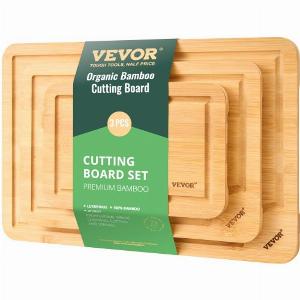 VEVOR Cutting Board 3 Pieces Premium Versatile Bamboo Cutting Board with FoodGrade Oil and Juice GrooveSturdy  Durable Chopping Board with Builtin Handle Fit for Display Chopping  Serving
