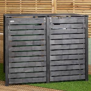 14 Discount on 143m x 116m Wooden Outdoor Wheelie Bin Store for 2 Bins