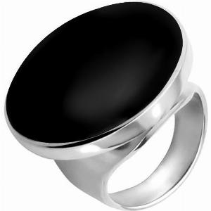 Sterling Silver Whitby Jet Large Round Ring