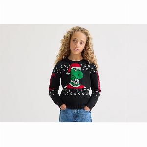 Half Price Arsenal Kids Gunnersaurus Christmas Jumper in Black