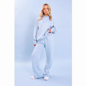 Kaiia Logo Wide Leg Sweat Pants Light Blue