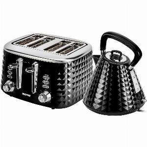 Black Kettle and Toaster Set  15L Electric Kettle  4Slice Toaster