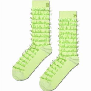 Light Green Fringes Crew Sock  Funky Fashion Socks