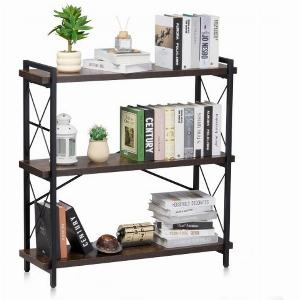 VEVOR Rustikales Bücherregal Standregal Lagerregal Metall 3 Ebenen 90x30x91cm