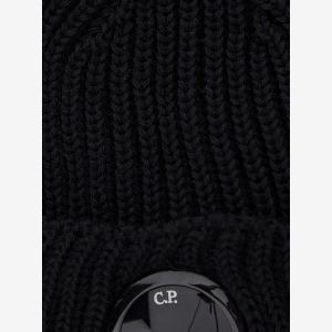 Berretto in Lana Merino a Coste con Dettaglio Lens