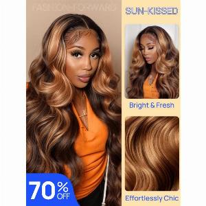 Nadula Flash Sale 7x5 Bye Bye Knots Honey Blonde Highlight Body Wave Human Hair Wigs Put On And Go Wigs