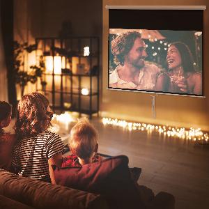 HOMCOM Écran de projection TV et Home Cinema 80 Pouces 169 4K HD fixation mural ou plafond 187L x 8P x 150H cm
