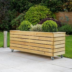 311 x 14 Forest Linear Long Wooden Garden Planter with Wheels 12m x 04m