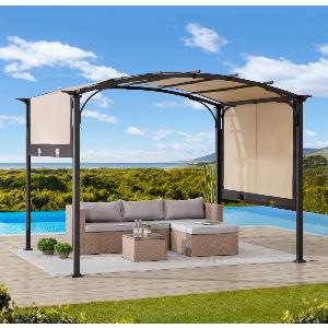 SUNJOY 95x11 Metal Arched Pergola Kits with Adjustable Canopy Roof