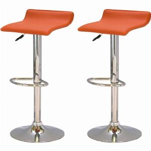 Enjoy 59 Discount on Stratos Orange PVC Bar Stools with Chrome Base Pair