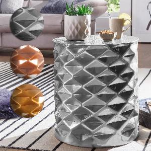 FineBuy Beistelltisch rund 435 cm Metall  Orientalischer Design Wohnzimmertisch Aluminium  Hammerschlag Alu kleiner Couchtisch  Dekotisch