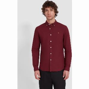 Brewer Slim Fit Organic Cotton Oxford Shirt in Bordeaux now 65 13 off