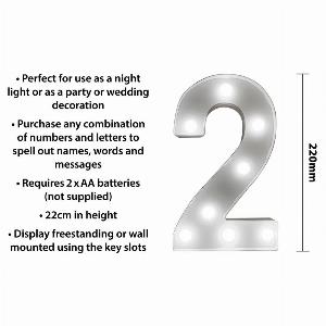 2 Light Up 3D LED 22cm Numbers Party Birthday Wedding Battery Operated