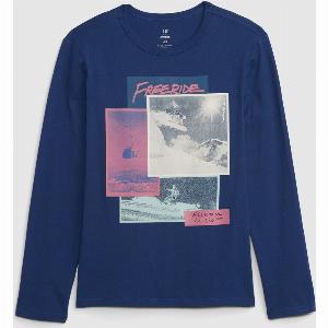 GAP  Tshirt a maniche lunghe con stampa Bambino Blu scuro Taglia XL145152