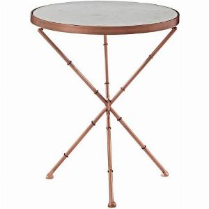 Save 63 on Maren Round White Marble Side Table with Copper Cross Legs