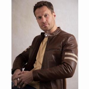 Charlie II Cognac Leather Racer Jacket now 299 previously 329 9 off