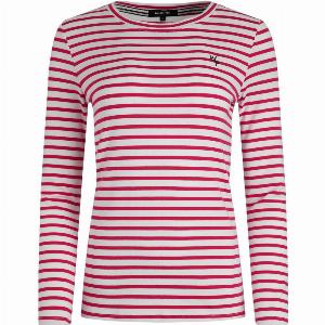 Weird Fish Sally Striped Long Sleeve TShirt Dark Raspberry Size 20