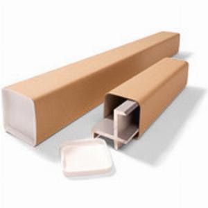 Tubo di cartone quadrato dim int 610 x 80 x 80 mm 2 tappi di plastica A1