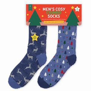 Pack of 2 Mens Festive Christmas Socks Size 685 Blue Multi