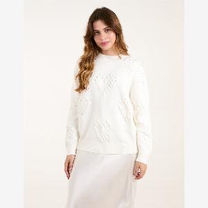 Heart Long Sleeve Jumper  SM  IVORY