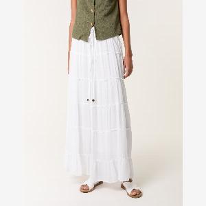 Tiered Maxi Skirt  L  WHITE