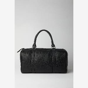 Mens Black Grain Faux Leather Holdall Bag