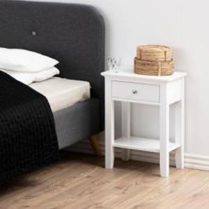 Enjoy 60 Discount on Leesburg White Wooden Bedside Cabinet with Drawer