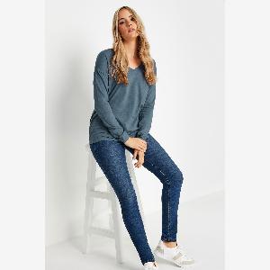 Enjoy 58 Off on Size 12 Lts Tall Blue VNeck Long Sleeve Cotton Tee