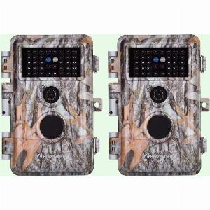 Pack x2 Caméras de Chasse Nocturne Vision 64MP HD 23041296PDétection de Mouvement PIR de 70 Étanche IP66 et Fonction Time Lapse A252 Gris