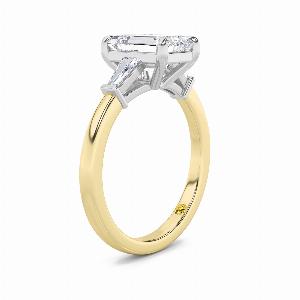 Valentina Tapered Baguette Lab Grown Three Stone Emerald Cut Diamond Engagement Ring 10K Yellow Gold 1 13 CT TW
