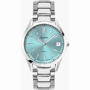 Accurist Accurist Everyday Unisex Watch Silver Case Stainless Steel Bracelet with Cambridge Blue Dial 36mm