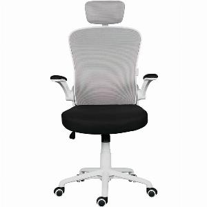 Sedia da Ufficio Bianca Ergonomica con Braccioli e Poggiatesta Supporto Lombare Zik