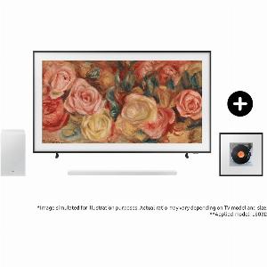 Samsung 2024 65 The Frame QLED 4K TV with S701D Ultra Slim Soundbar and Music Frame Wireless Smart Speaker Phantom Black