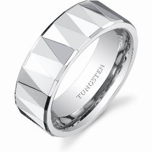 Enjoy 72 Discount on Mens 8mm Polished Tungsten Faceted Ring