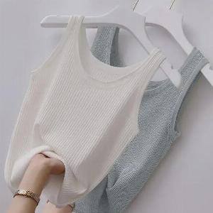 Womens Plus Size Slim Fit Sling Thread Vest  Versatile Outer or Bottoming Shirt XL grayblue