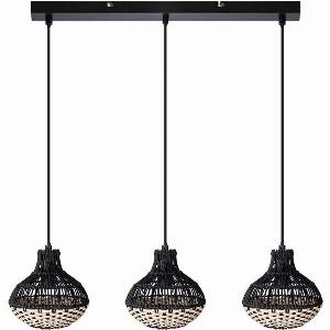 Milena Bar Pendant Ceiling Light Black 3x E14