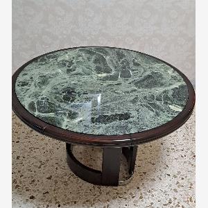 Tavolo rotondo con marmo colore verde anni 70