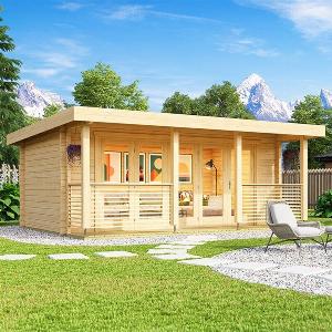 Orello  Modern Wooden Garden House with Panoramic Folding Doors  Orello 1  with 70 mm Wall Thickness
