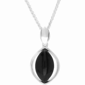 Enjoy 50 Discount on Sterling Silver Whitby Jet Marquise Open Necklace