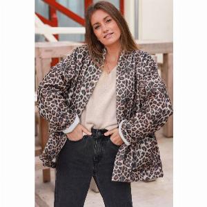 Manteau en feutrine léopard à poches et col enveloppant 49  au lieu de 59