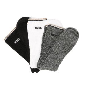 Boss 3 Pack Rib Stripe Calzini Multicolori in Cotone Da Uomo Fino Al Polpaccio