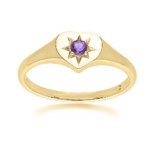 ECFEW The Liberator Amethyst Heart Ring in 9ct Yellow Gold now 119