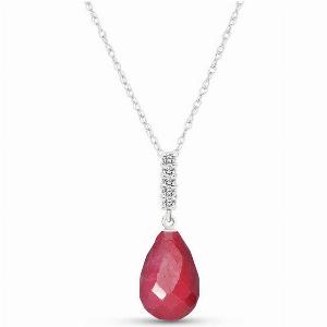 Ruby  Diamond Avery Embellished Drop Pendant Necklace in 9ct White Gold