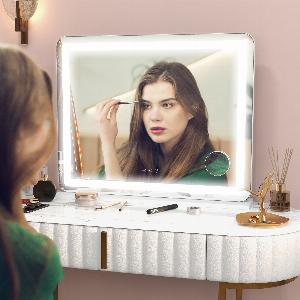 Miroir LED HOMCOM 80 x 62 cm 3 intensités grossissement 10X 13