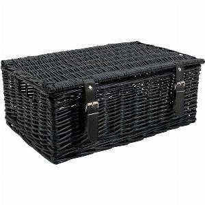 Twinings Empty Wicker Hamper  Black  18  Faux Leather Fittings  Create Your Own Gift  Tea Hamper