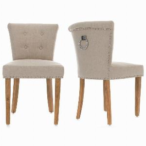 Rosalind Wheeler Dunlevy Side Chair Set of 2 Cream Oak Elegant and Comfortable